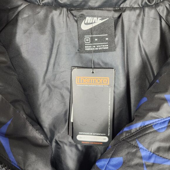 Nike Puffer Jacket Womens Medium Blue Sportswear Just Do It Logo Zip Winter Coat - Picture 8 of 11